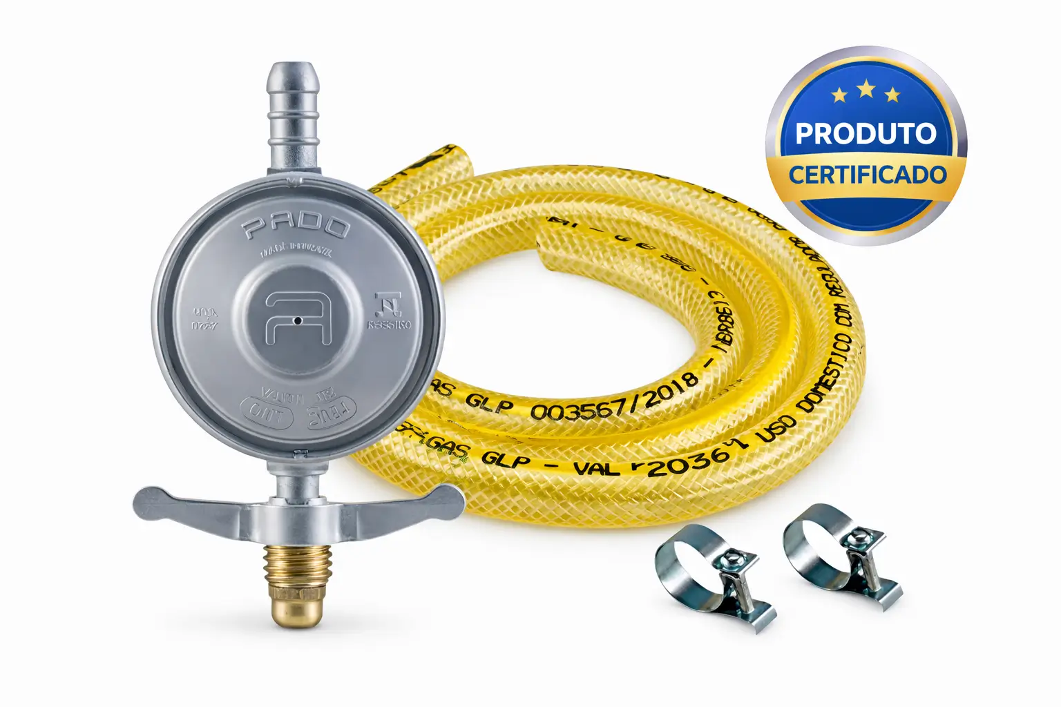 Kit Regulador de Gás + Mangueira Certificada